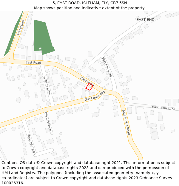 5, EAST ROAD, ISLEHAM, ELY, CB7 5SN: Location map and indicative extent of plot