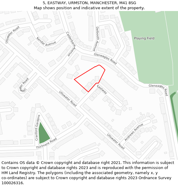 5, EASTWAY, URMSTON, MANCHESTER, M41 8SG: Location map and indicative extent of plot