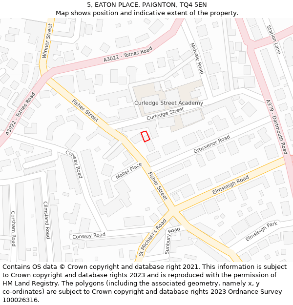 5, EATON PLACE, PAIGNTON, TQ4 5EN: Location map and indicative extent of plot