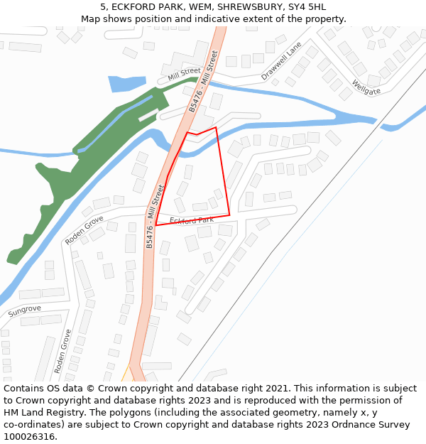 5, ECKFORD PARK, WEM, SHREWSBURY, SY4 5HL: Location map and indicative extent of plot