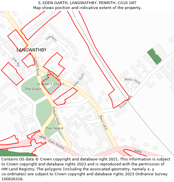 5, EDEN GARTH, LANGWATHBY, PENRITH, CA10 1NT: Location map and indicative extent of plot