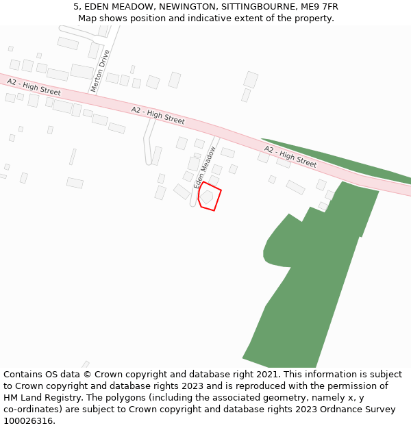 5, EDEN MEADOW, NEWINGTON, SITTINGBOURNE, ME9 7FR: Location map and indicative extent of plot