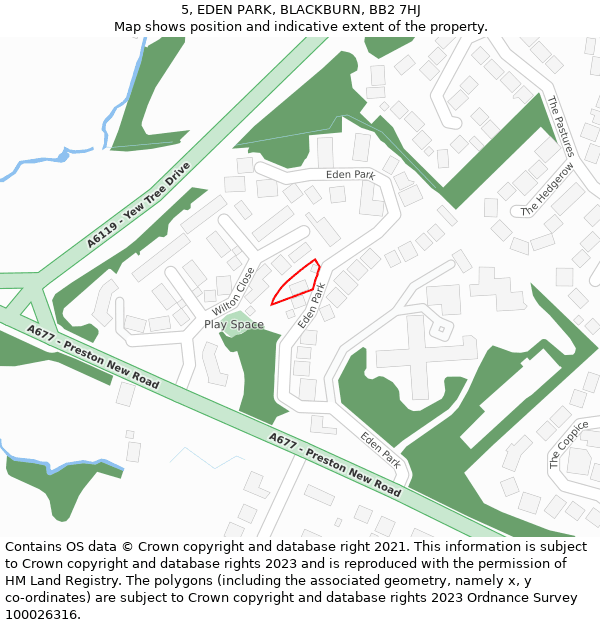 5, EDEN PARK, BLACKBURN, BB2 7HJ: Location map and indicative extent of plot