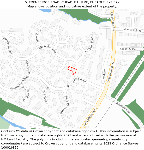 5, EDENBRIDGE ROAD, CHEADLE HULME, CHEADLE, SK8 5PX: Location map and indicative extent of plot