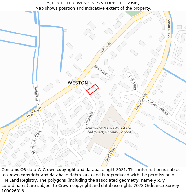 5, EDGEFIELD, WESTON, SPALDING, PE12 6RQ: Location map and indicative extent of plot