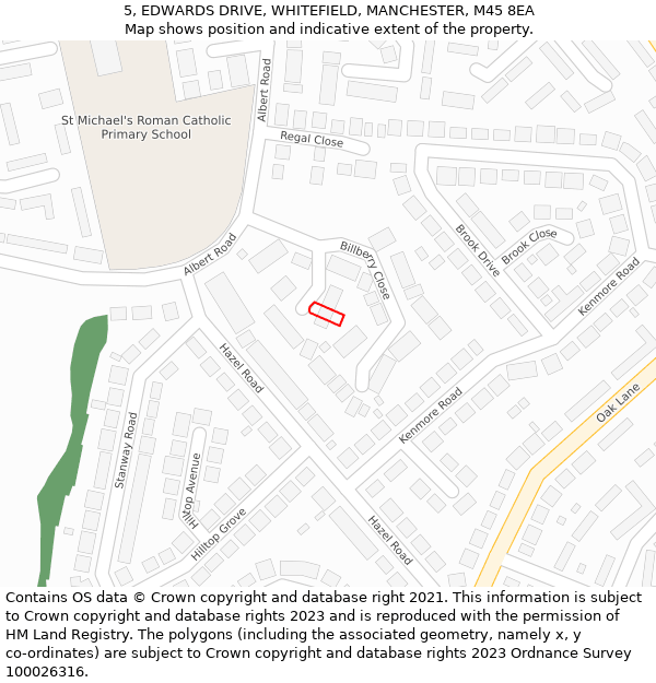 5, EDWARDS DRIVE, WHITEFIELD, MANCHESTER, M45 8EA: Location map and indicative extent of plot