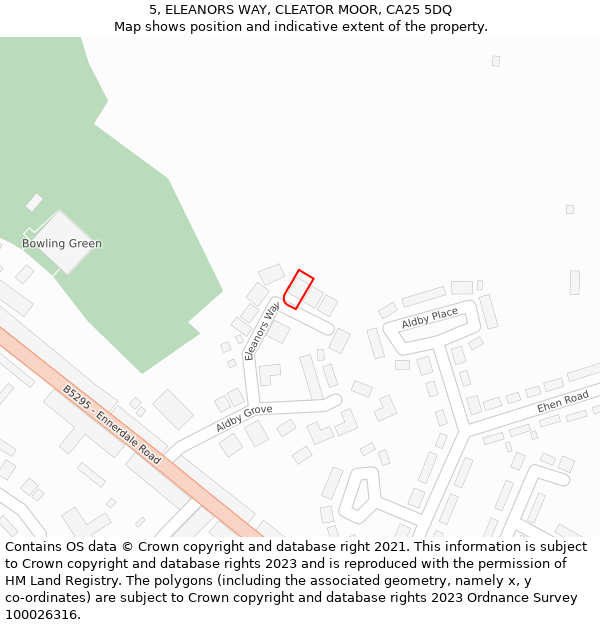 5, ELEANORS WAY, CLEATOR MOOR, CA25 5DQ: Location map and indicative extent of plot