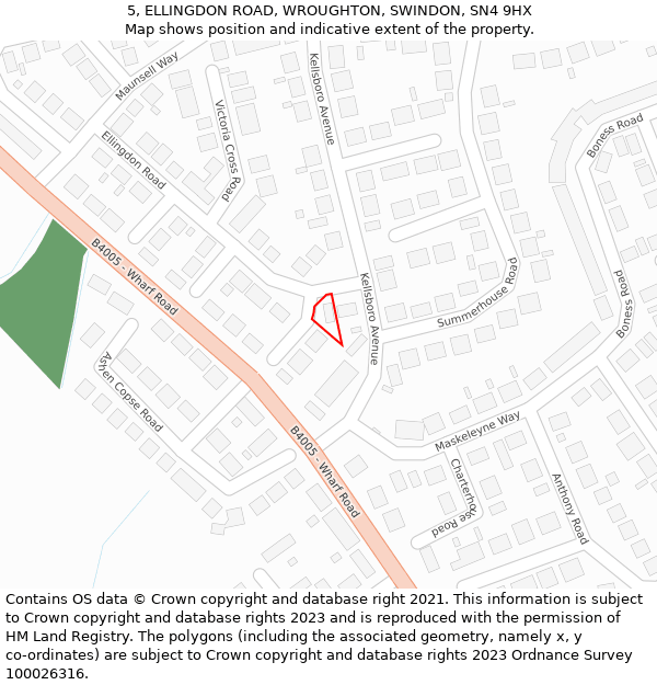 5, ELLINGDON ROAD, WROUGHTON, SWINDON, SN4 9HX: Location map and indicative extent of plot