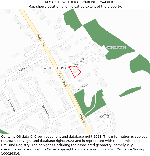 5, ELM GARTH, WETHERAL, CARLISLE, CA4 8LB: Location map and indicative extent of plot