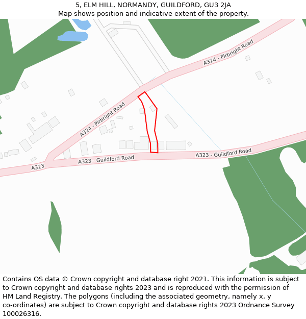 5, ELM HILL, NORMANDY, GUILDFORD, GU3 2JA: Location map and indicative extent of plot