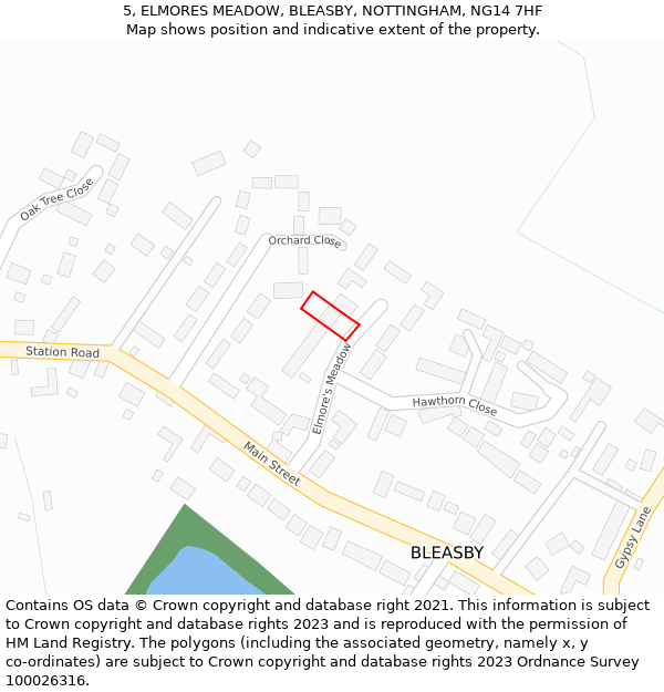 5, ELMORES MEADOW, BLEASBY, NOTTINGHAM, NG14 7HF: Location map and indicative extent of plot
