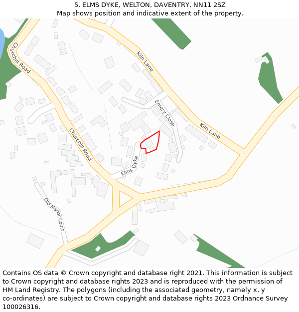 5, ELMS DYKE, WELTON, DAVENTRY, NN11 2SZ: Location map and indicative extent of plot