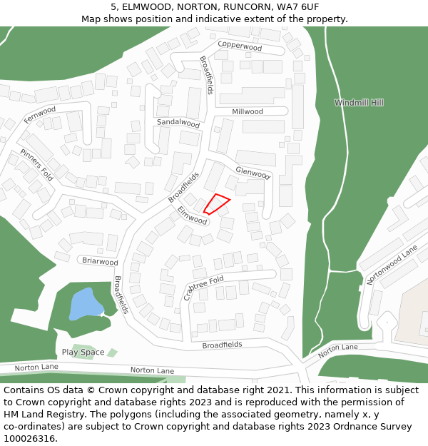5, ELMWOOD, NORTON, RUNCORN, WA7 6UF: Location map and indicative extent of plot