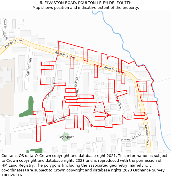 5, ELVASTON ROAD, POULTON-LE-FYLDE, FY6 7TH: Location map and indicative extent of plot