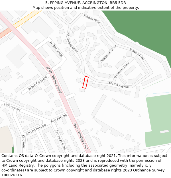 5, EPPING AVENUE, ACCRINGTON, BB5 5DR: Location map and indicative extent of plot