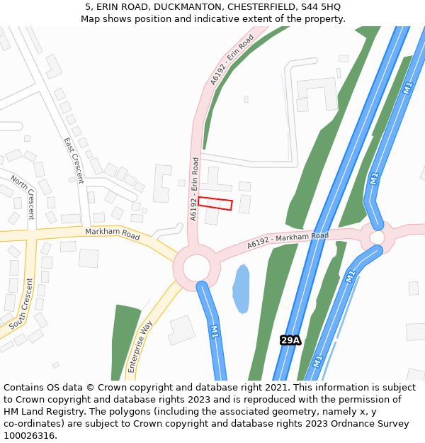 5, ERIN ROAD, DUCKMANTON, CHESTERFIELD, S44 5HQ: Location map and indicative extent of plot