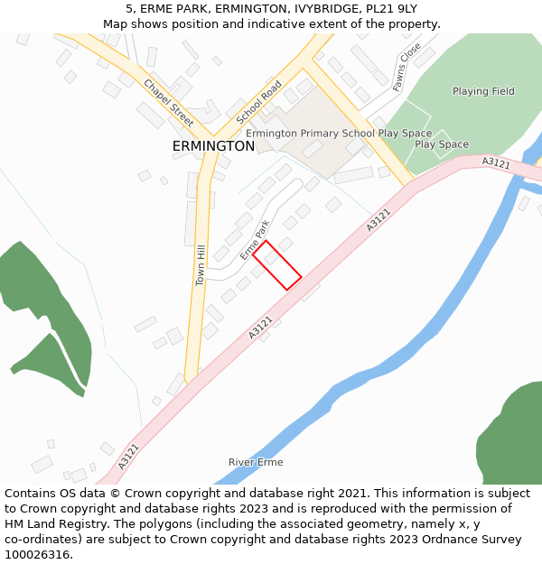 5, ERME PARK, ERMINGTON, IVYBRIDGE, PL21 9LY: Location map and indicative extent of plot