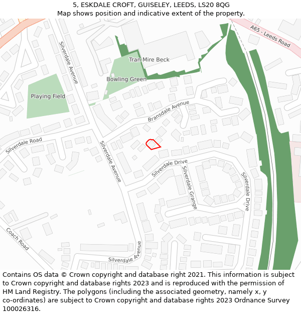 5, ESKDALE CROFT, GUISELEY, LEEDS, LS20 8QG: Location map and indicative extent of plot