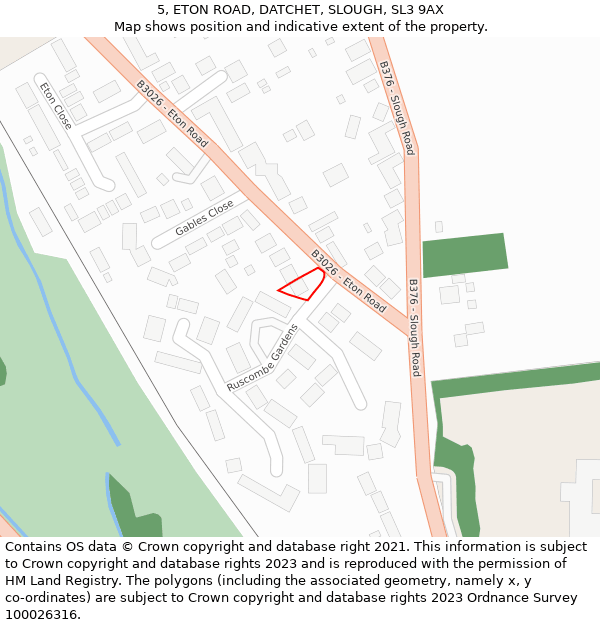 5, ETON ROAD, DATCHET, SLOUGH, SL3 9AX: Location map and indicative extent of plot