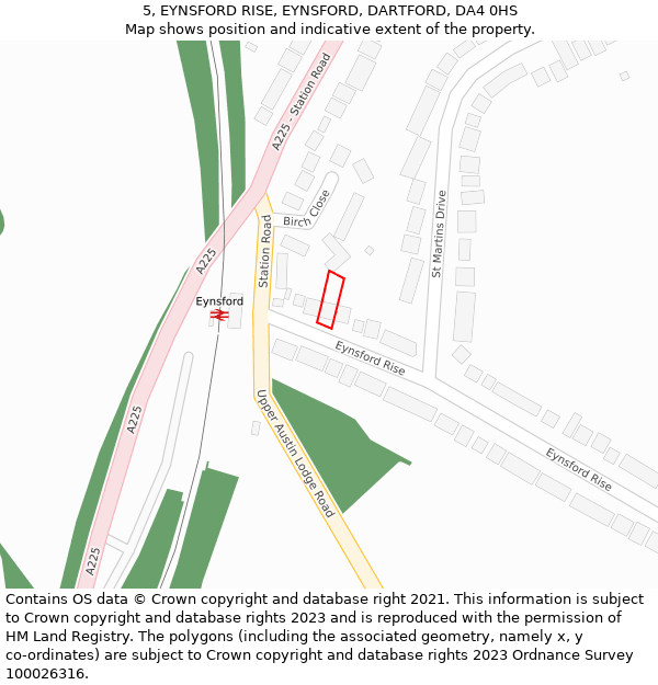 5, EYNSFORD RISE, EYNSFORD, DARTFORD, DA4 0HS: Location map and indicative extent of plot