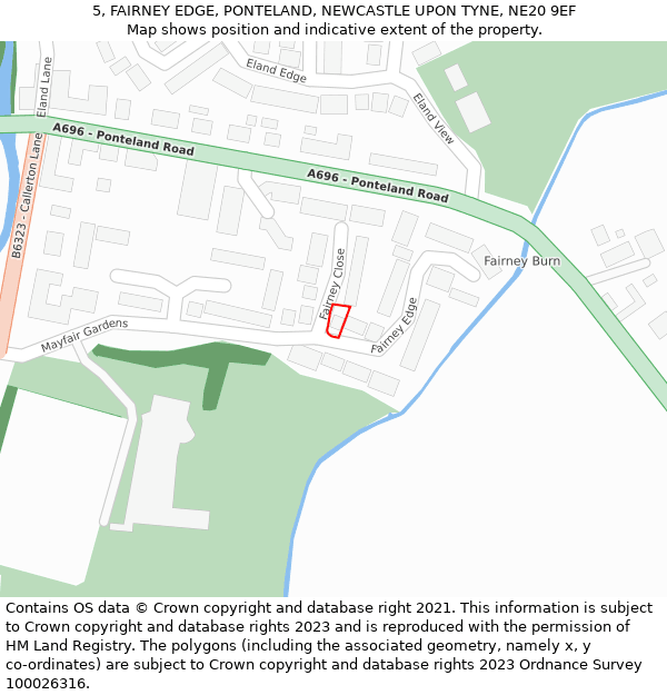 5, FAIRNEY EDGE, PONTELAND, NEWCASTLE UPON TYNE, NE20 9EF: Location map and indicative extent of plot