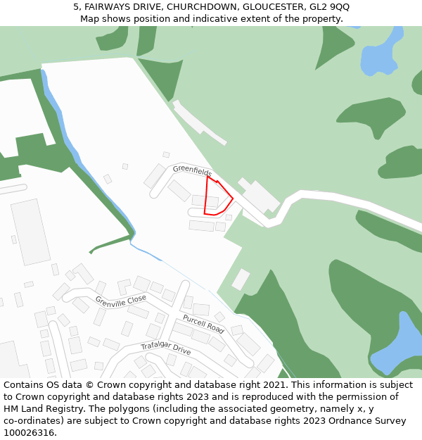 5, FAIRWAYS DRIVE, CHURCHDOWN, GLOUCESTER, GL2 9QQ: Location map and indicative extent of plot