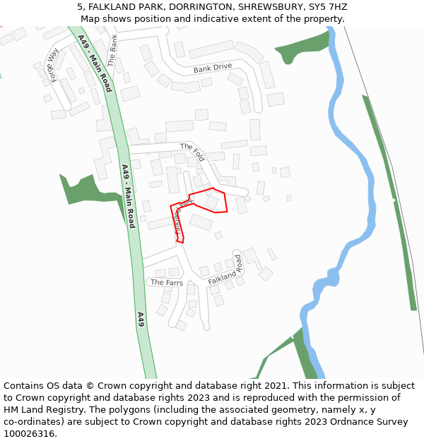 5, FALKLAND PARK, DORRINGTON, SHREWSBURY, SY5 7HZ: Location map and indicative extent of plot