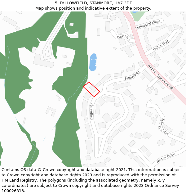 5, FALLOWFIELD, STANMORE, HA7 3DF: Location map and indicative extent of plot