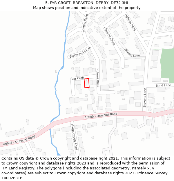 5, FAR CROFT, BREASTON, DERBY, DE72 3HL: Location map and indicative extent of plot