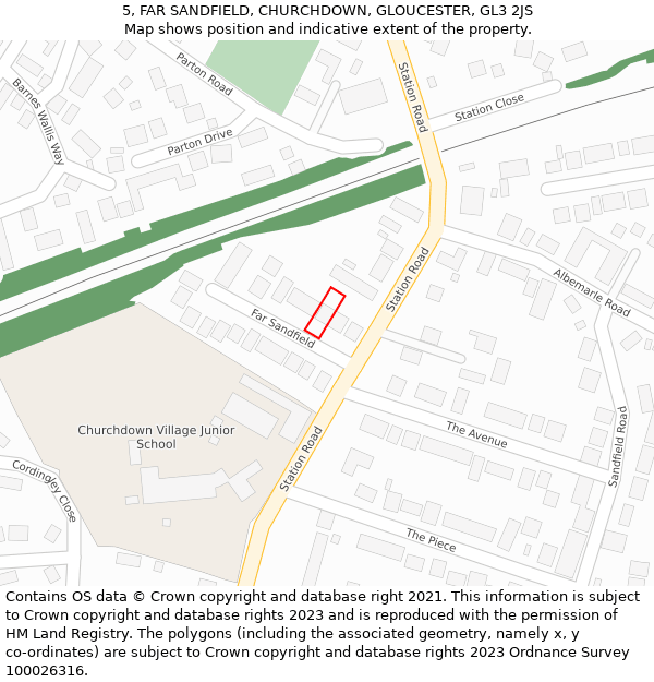 5, FAR SANDFIELD, CHURCHDOWN, GLOUCESTER, GL3 2JS: Location map and indicative extent of plot