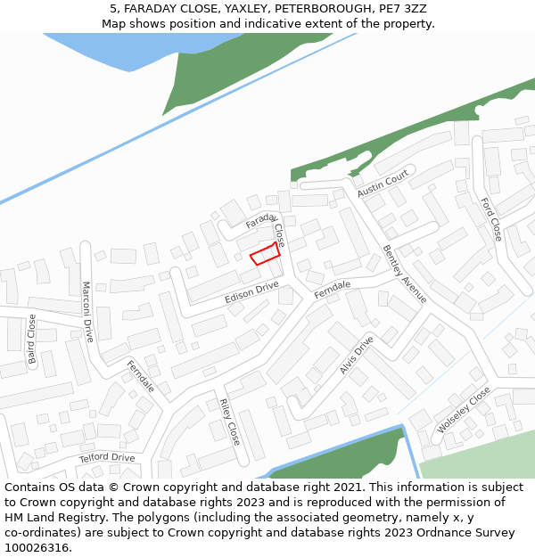 5, FARADAY CLOSE, YAXLEY, PETERBOROUGH, PE7 3ZZ: Location map and indicative extent of plot