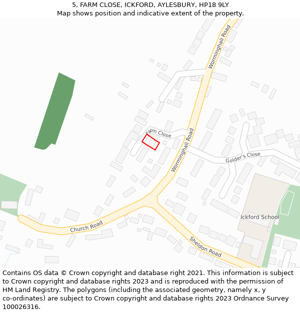 5, FARM CLOSE, ICKFORD, AYLESBURY, HP18 9LY: Location map and indicative extent of plot