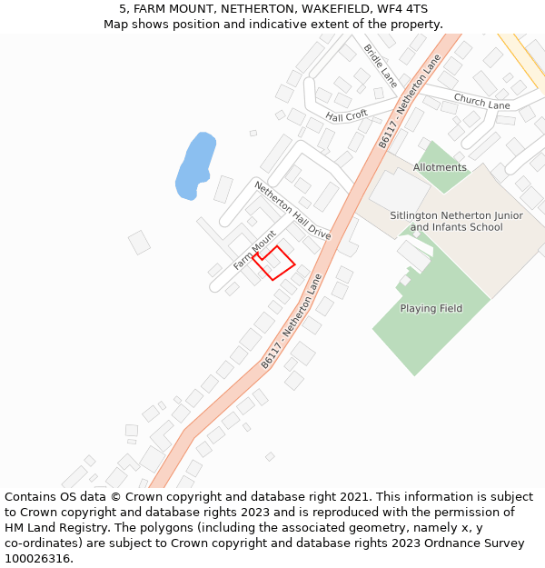 5, FARM MOUNT, NETHERTON, WAKEFIELD, WF4 4TS: Location map and indicative extent of plot