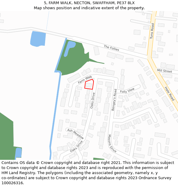 5, FARM WALK, NECTON, SWAFFHAM, PE37 8LX: Location map and indicative extent of plot