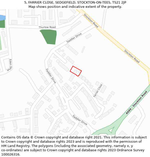 5, FARRIER CLOSE, SEDGEFIELD, STOCKTON-ON-TEES, TS21 2JP: Location map and indicative extent of plot