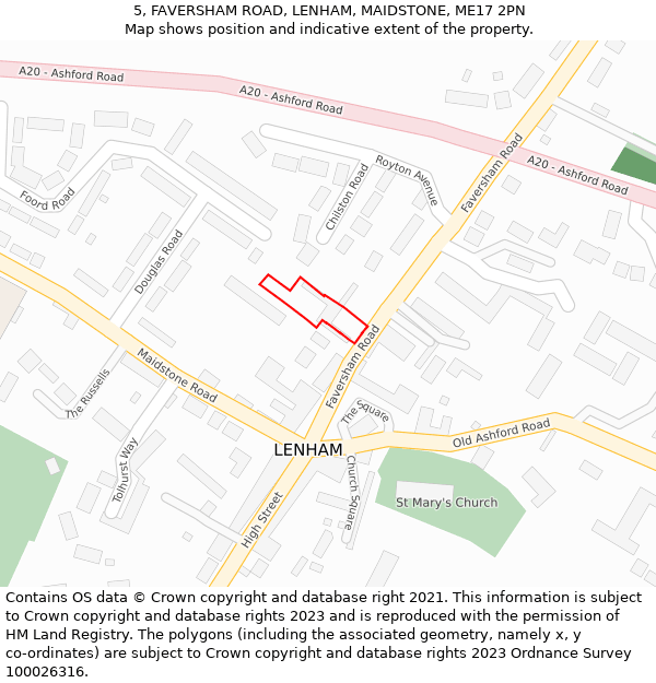 5, FAVERSHAM ROAD, LENHAM, MAIDSTONE, ME17 2PN: Location map and indicative extent of plot