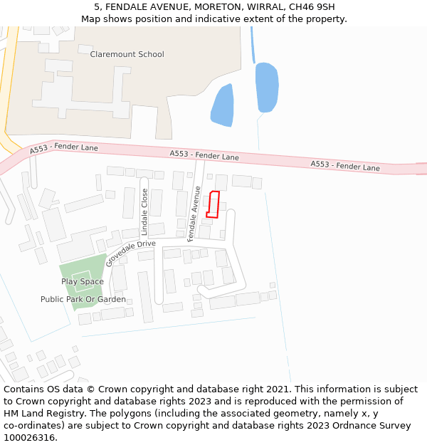 5, FENDALE AVENUE, MORETON, WIRRAL, CH46 9SH: Location map and indicative extent of plot