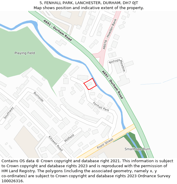 5, FENHALL PARK, LANCHESTER, DURHAM, DH7 0JT: Location map and indicative extent of plot