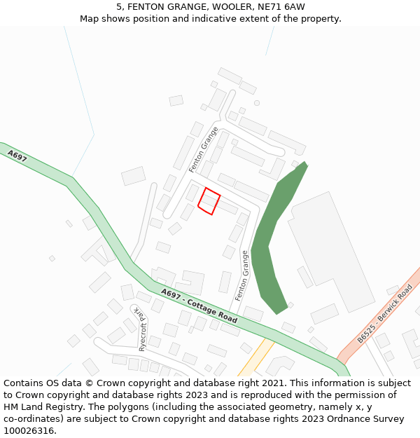 5, FENTON GRANGE, WOOLER, NE71 6AW: Location map and indicative extent of plot