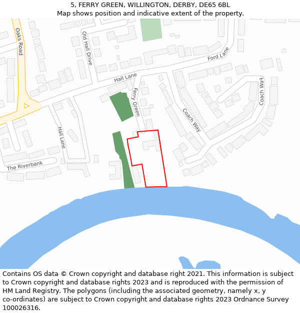 5, FERRY GREEN, WILLINGTON, DERBY, DE65 6BL: Location map and indicative extent of plot