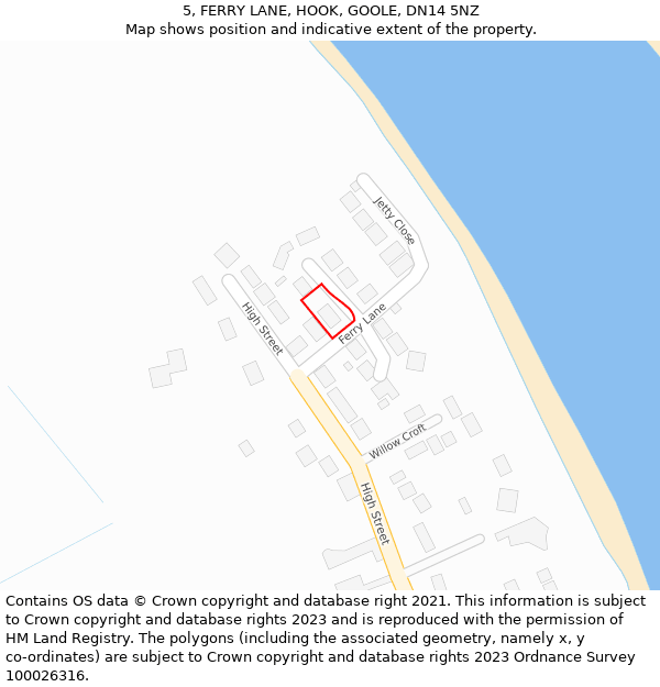 5, FERRY LANE, HOOK, GOOLE, DN14 5NZ: Location map and indicative extent of plot