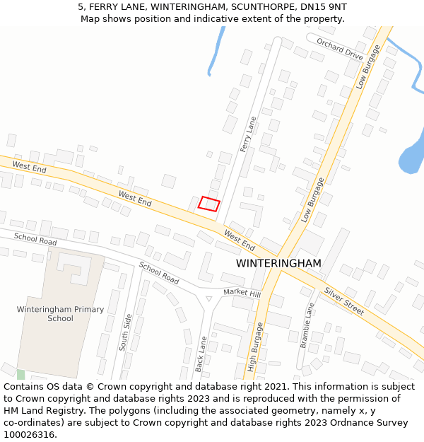 5, FERRY LANE, WINTERINGHAM, SCUNTHORPE, DN15 9NT: Location map and indicative extent of plot
