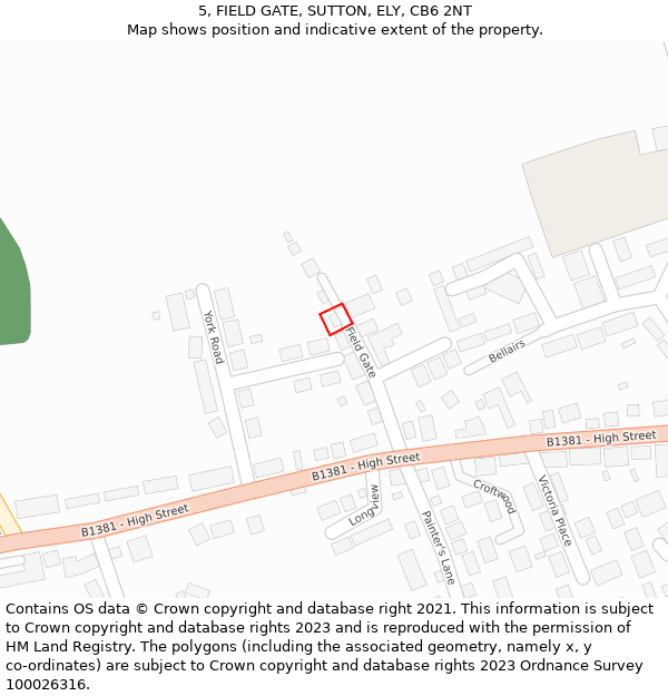 5, FIELD GATE, SUTTON, ELY, CB6 2NT: Location map and indicative extent of plot