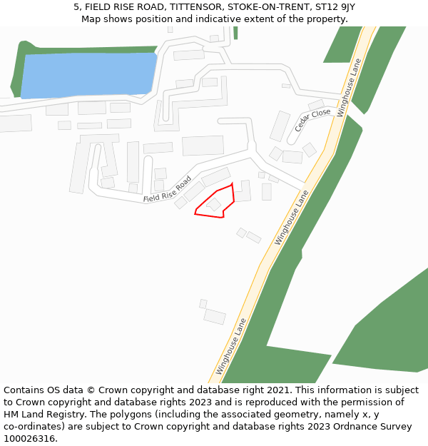 5, FIELD RISE ROAD, TITTENSOR, STOKE-ON-TRENT, ST12 9JY: Location map and indicative extent of plot