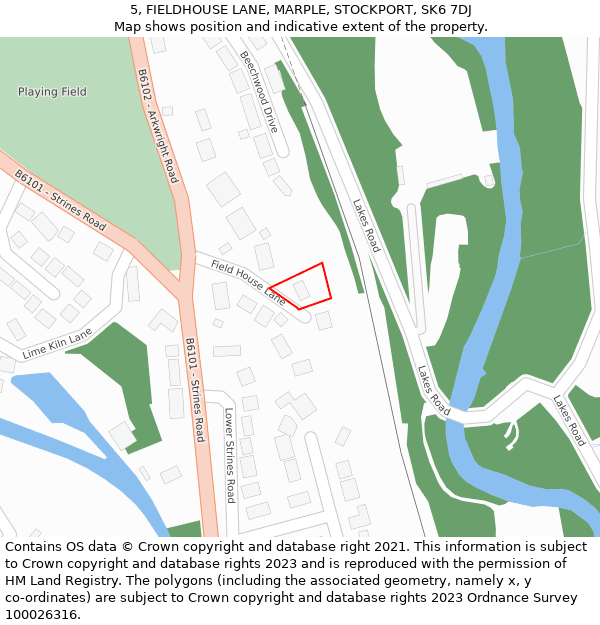 5, FIELDHOUSE LANE, MARPLE, STOCKPORT, SK6 7DJ: Location map and indicative extent of plot