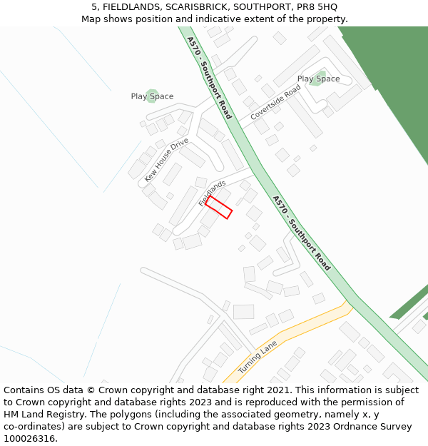 5, FIELDLANDS, SCARISBRICK, SOUTHPORT, PR8 5HQ: Location map and indicative extent of plot