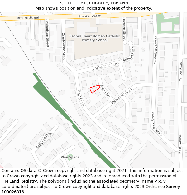 5, FIFE CLOSE, CHORLEY, PR6 0NN: Location map and indicative extent of plot