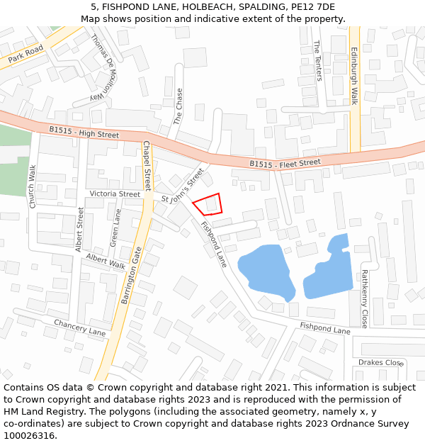 5, FISHPOND LANE, HOLBEACH, SPALDING, PE12 7DE: Location map and indicative extent of plot