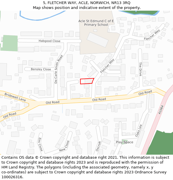 5, FLETCHER WAY, ACLE, NORWICH, NR13 3RQ: Location map and indicative extent of plot