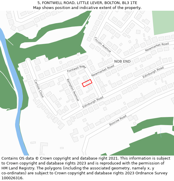 5, FONTWELL ROAD, LITTLE LEVER, BOLTON, BL3 1TE: Location map and indicative extent of plot